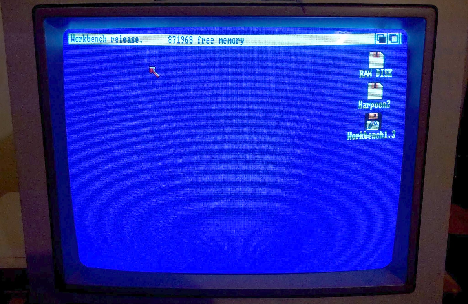 Amiga Workbench desktop on the collection system