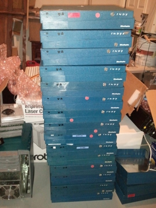 Stack of SGI Indy workstations